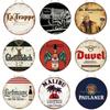 Wood Vintage Decorative Beer Round Wooden Sign Wall Decor Art Hanging Board for Bar Club Man Cave Home Wall Hanging Wood Decor for Door, Wall, Home
