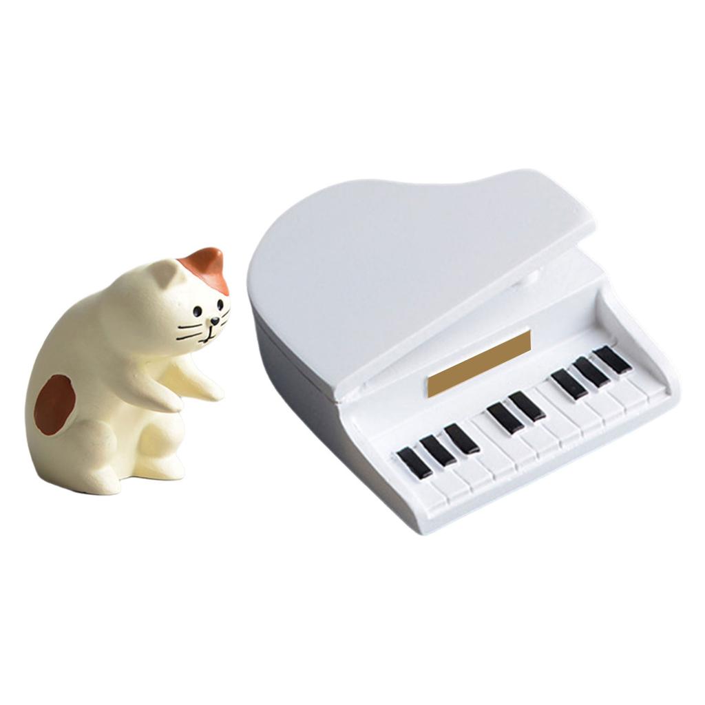 Миниатюрные кошки-пианисты, набор скульптур и украшений, фигурки кошек и пианино для украшения гостиной и рабочего стола