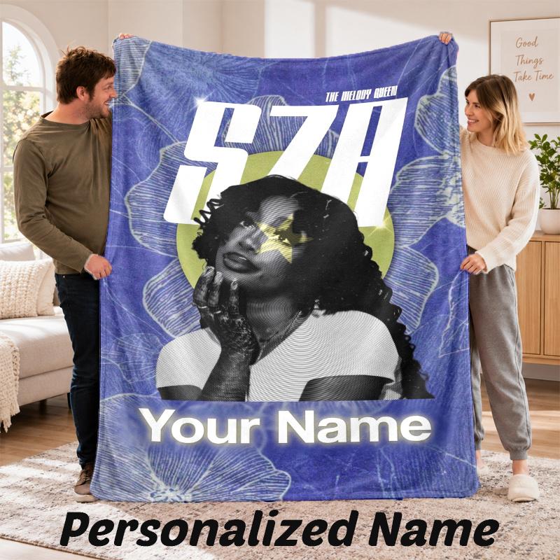 Custom Name SZA Flannel Throw Blanket Personalized Text Soft Blanket Bed Sofa Gift