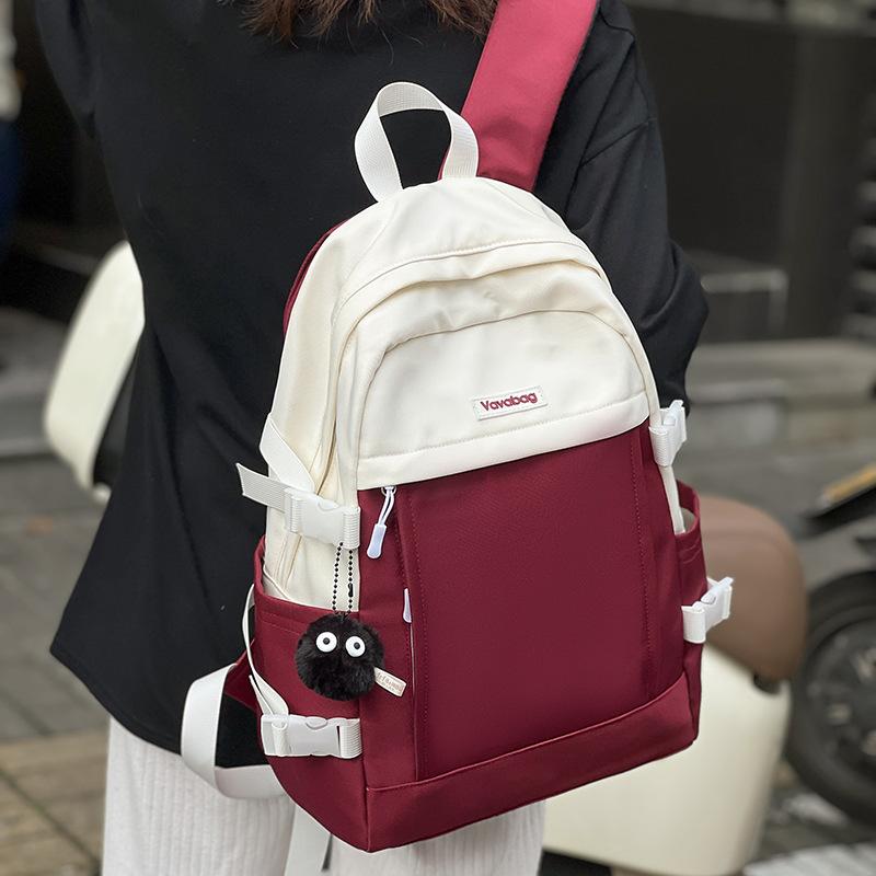 School Bag Girls Primary School Students Burgundy School Backpack Middle School Students High Quality Fashion Junior High School Backpack
