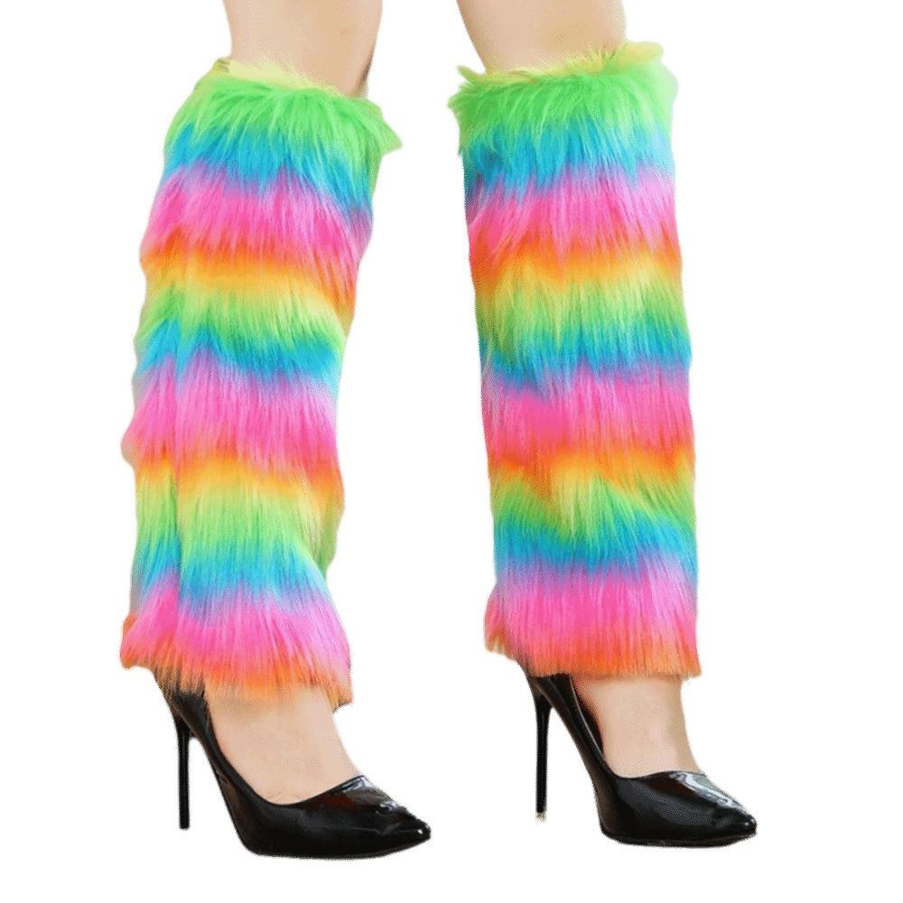 Soft Fluffy Knee High Boots Cover Solid Color Warm Knee Sleeve Halloween Party
