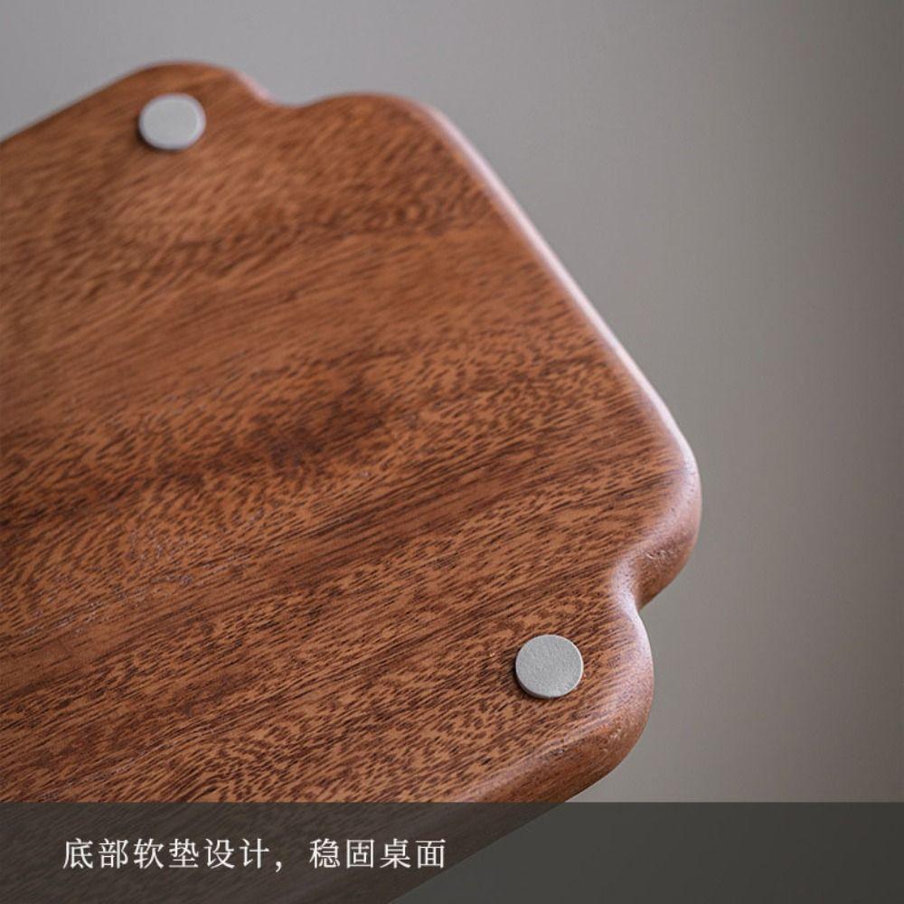 Simple Walnut Tea Tray Wooden Round Dinner Plates Leaf Storage Serving Platter Tray Tea