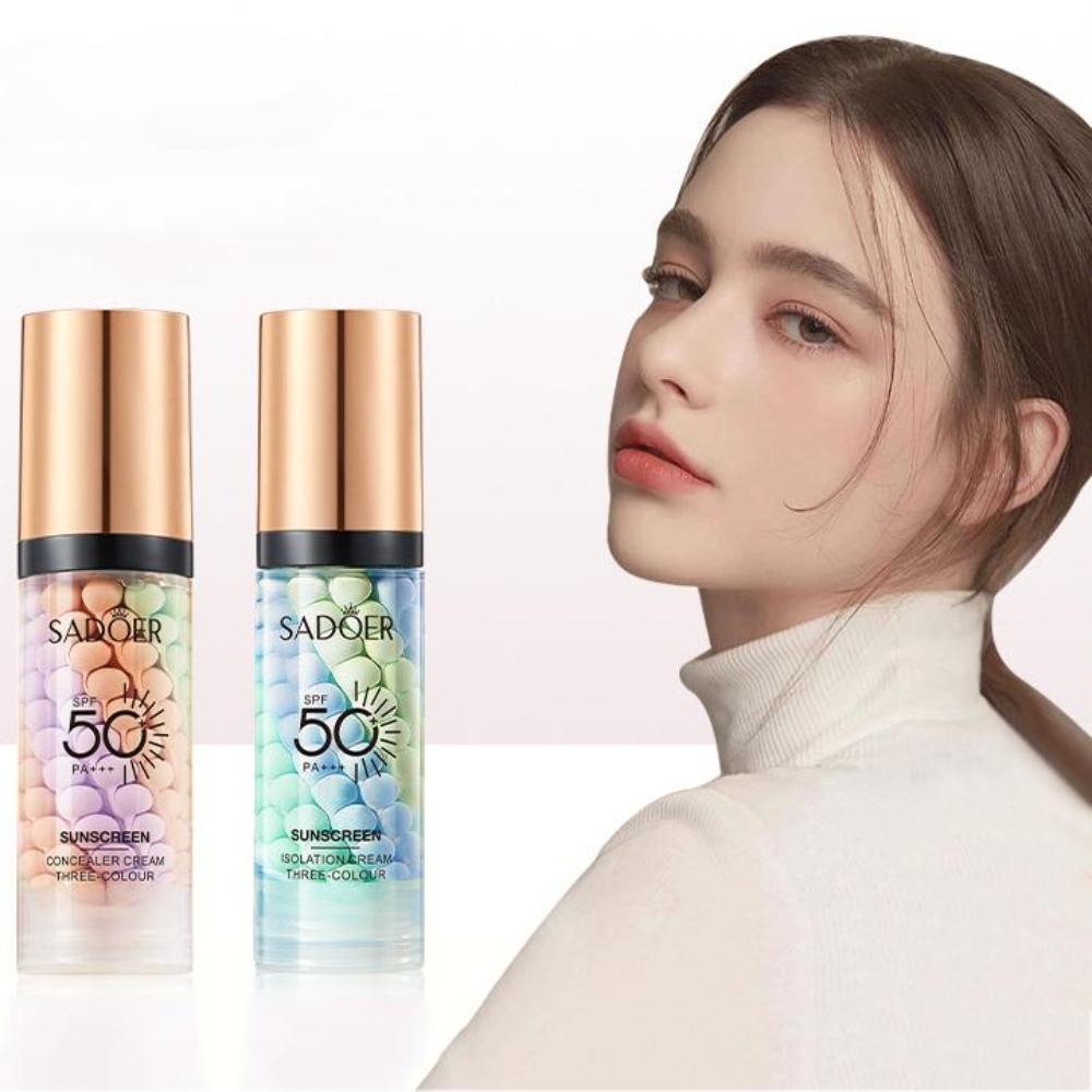 Трехцветный изолирующий крем «Радуга» Праймер для макияжа лица Длительный водостойкий контроль жирности Деликатное увлажнение Осветление тона кожи