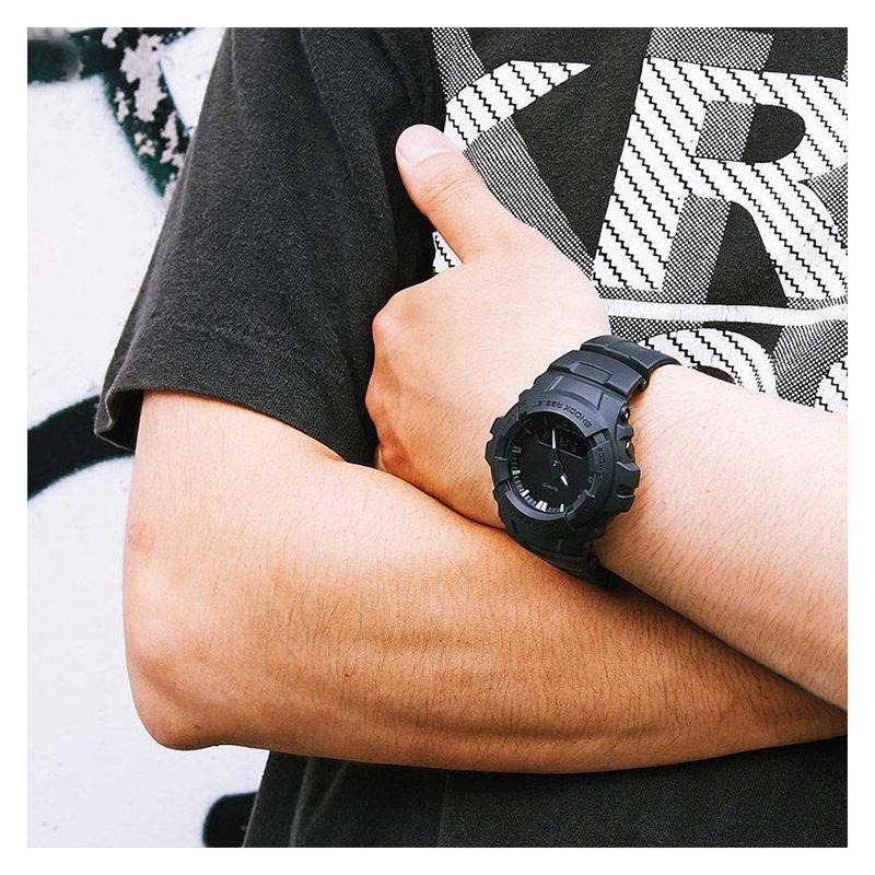 Casio G-SHOCK модный уличный крутой классический стрелочный двойной дисплей спортивный водонепроницаемый и ударопрочный кварцевый механизм полимерный ремешок японский G-100BB-1A