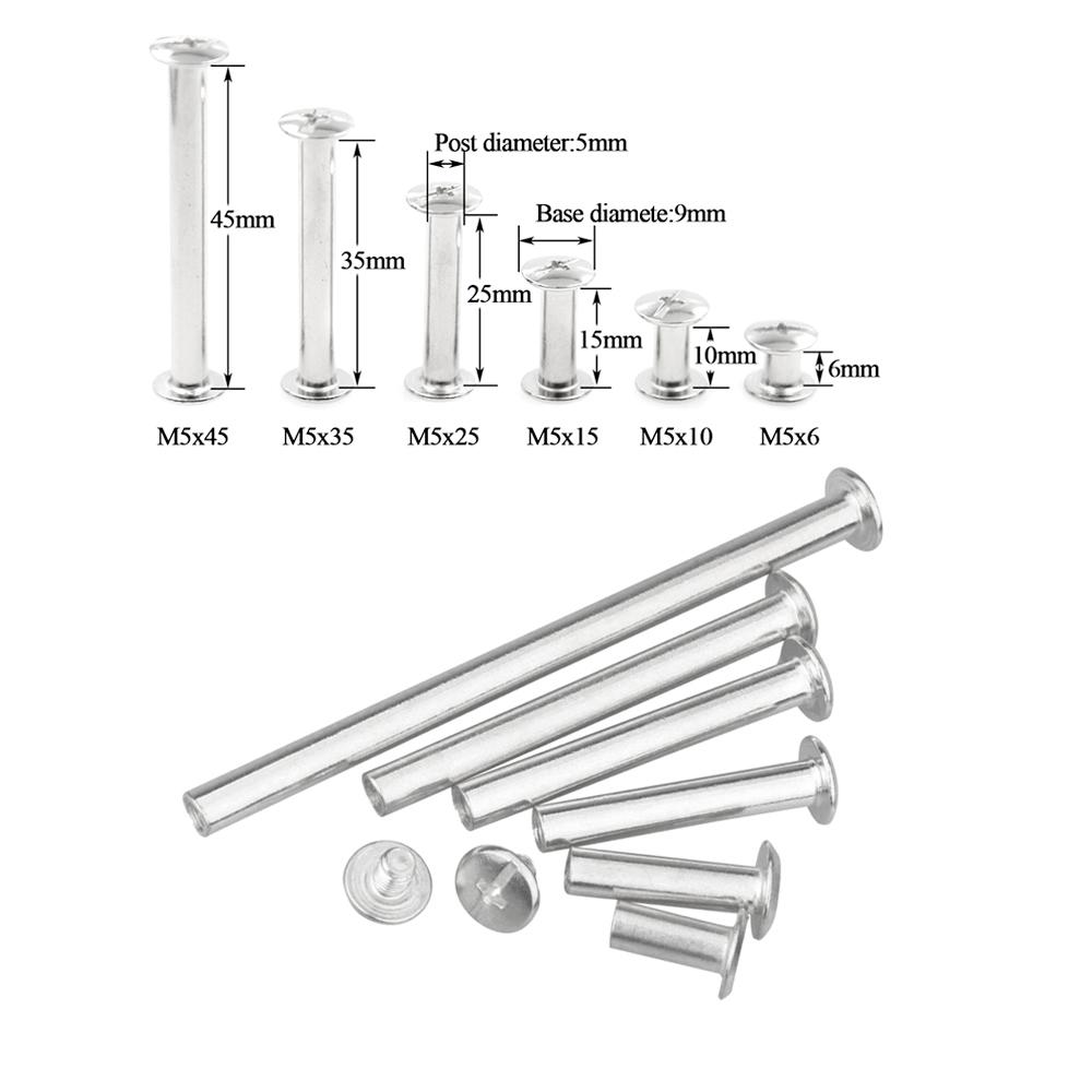 10/25/50PCS Metal Binding Chicago Screws Nails Studs Rivets For Photo Album Desk Calendar Menu Leather Craft Belt Wallet Fasteners