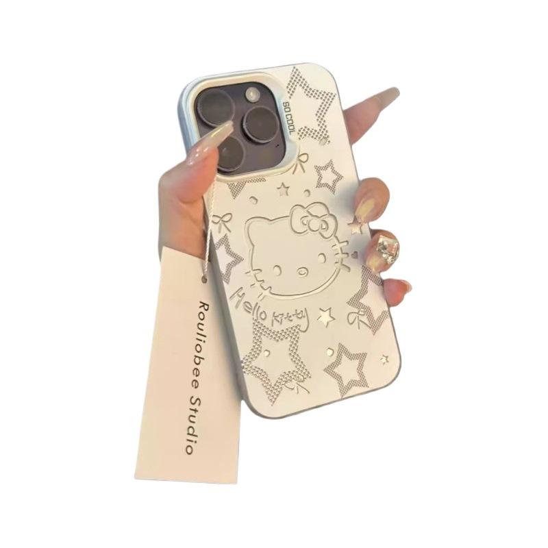 Cartoon white Hello Kitty design, suitable for iPhone 18 Plus, iPhone 12 Pro Max, and iPhone 14, cute and refreshing.