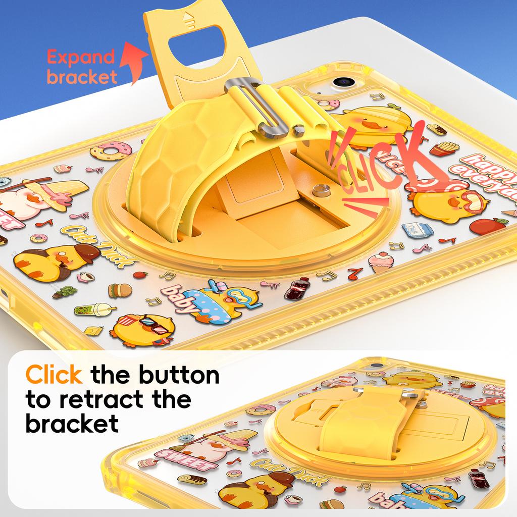 Для iPad (2025)/10.9 (2022) Чехол с подставкой, ремешком для руки и принтом, PC+TPU+акрил, чехол для планшета