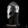 Medieval Steel Warrior Helmet with Chain Mail  Silver Wearable Armor for Cosplay, LARP, Halloween & Collectors  E