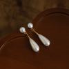 Pure Needle New Literary and High-end Niche Design Water Drop Pearl Earring Ear Clip Accessories