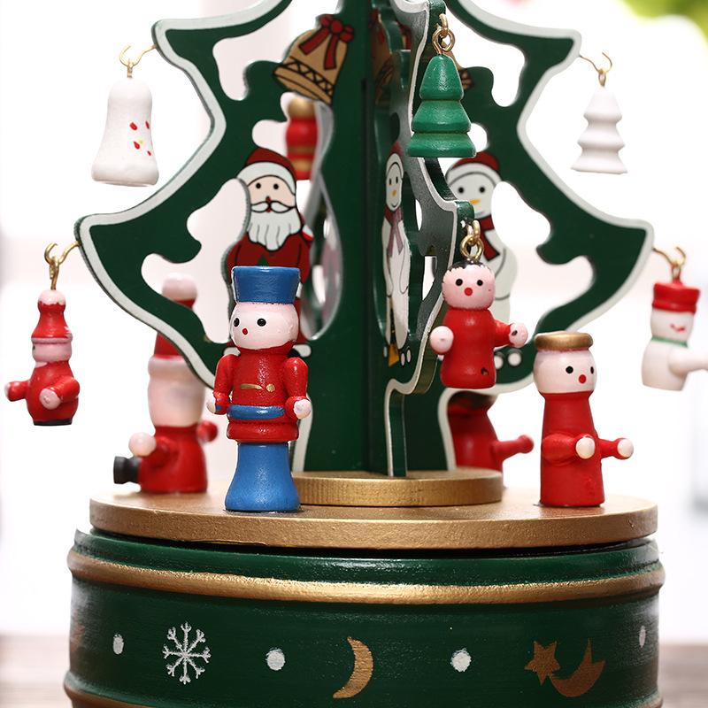 Креативная рождественская музыкальная шкатулка, деревянная музыкальная шкатулка, подарок, украшение для рождественской елки, кукла-снеговик, реквизит для окна