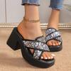 Fashion Women Elegant Wedge Sandals Summer Pumps Platform Sandal Roman Crystal Peep Toe Sandal Ladies Glistening Slippers Plus Size 42