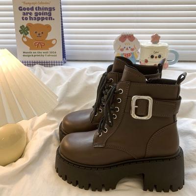 Британские одинарные ботинки 2025 весна и осень новые ботильоны на высокой платформе, ботинки-локомотивы, маленькие ботинки Мартина на толстой подошве, женские