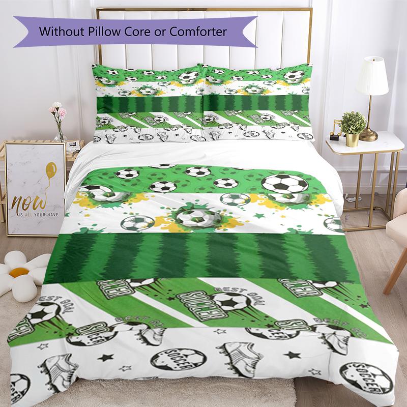 3pcs Soccer Bedding Set Duvet Cover Closure Includes 1 Duvet Cover & 2 Pillowcases, Soft and Comfortable for All Seasons.