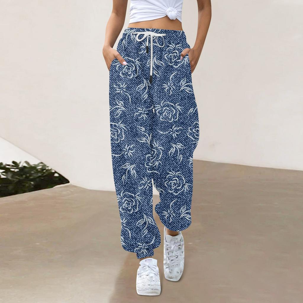 Женские повседневные модные спортивные штаны с имитацией джинсовой ткани и повседневные брюки