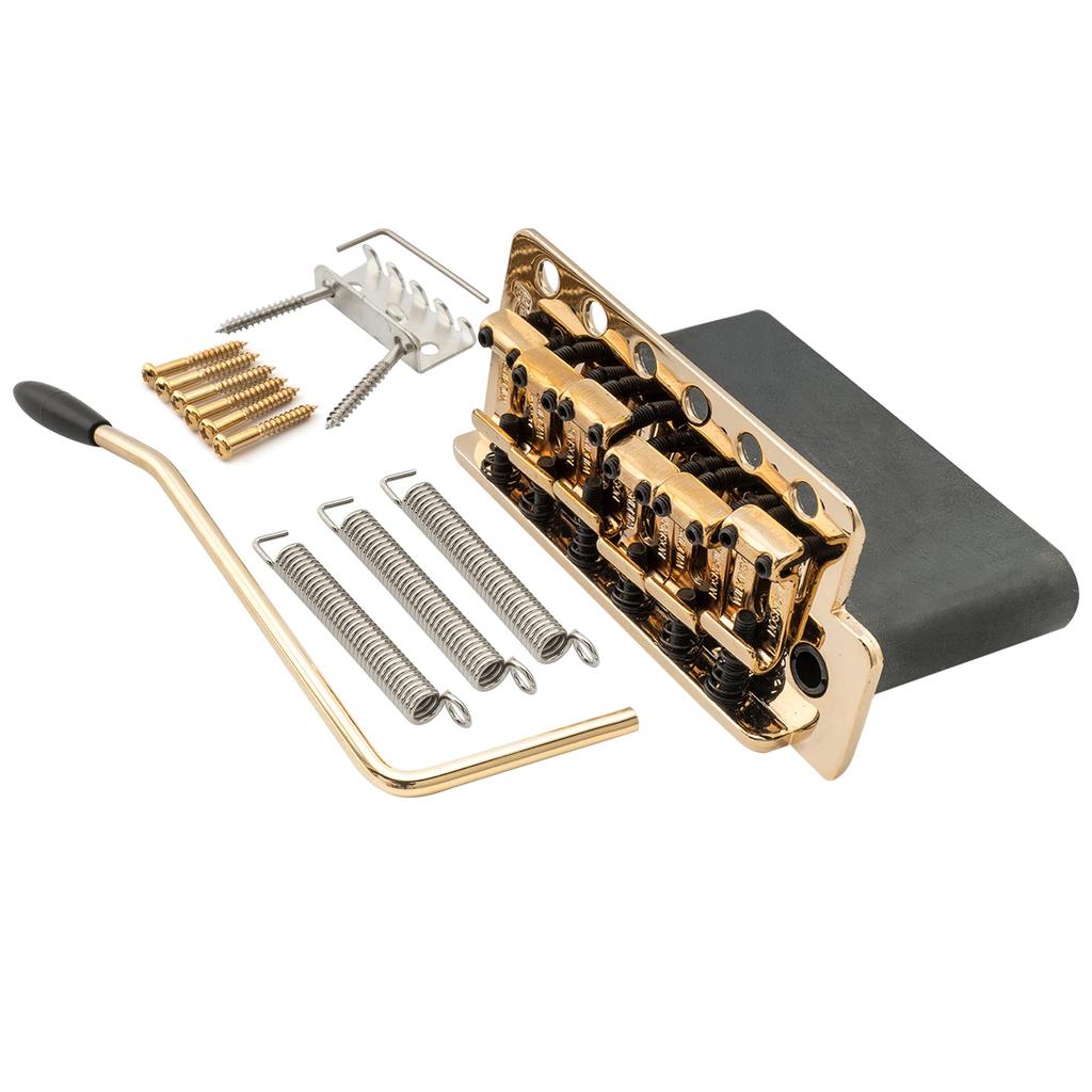 Wilkinson Tremolo Bridge Unit with Vintage Steel Saddles and Full Steel Block for USA Vintage Strat Gold WVC-SB 6-Point Strat/Japanese Guitars,