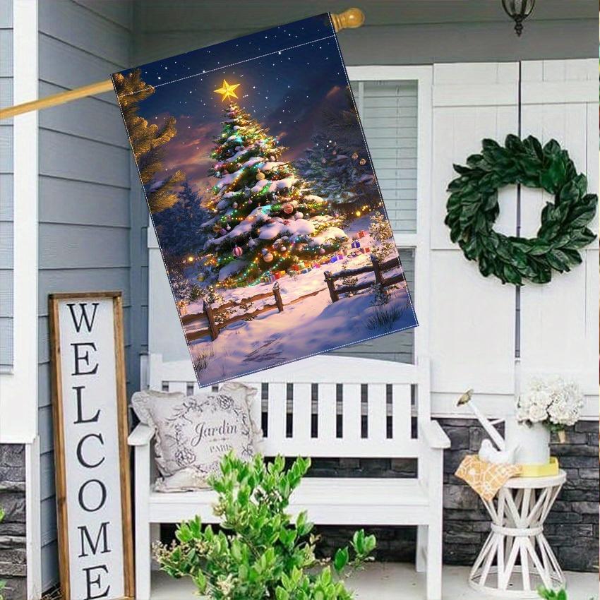 Double-Sided Christmas Tree Garden Flag , Durable Polyester, Perfect for Outdoor & Yard Decor