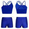 Kids Girls Asymmetrical Strappy Crop Top with Shorts for Sports Gymnastic Workout