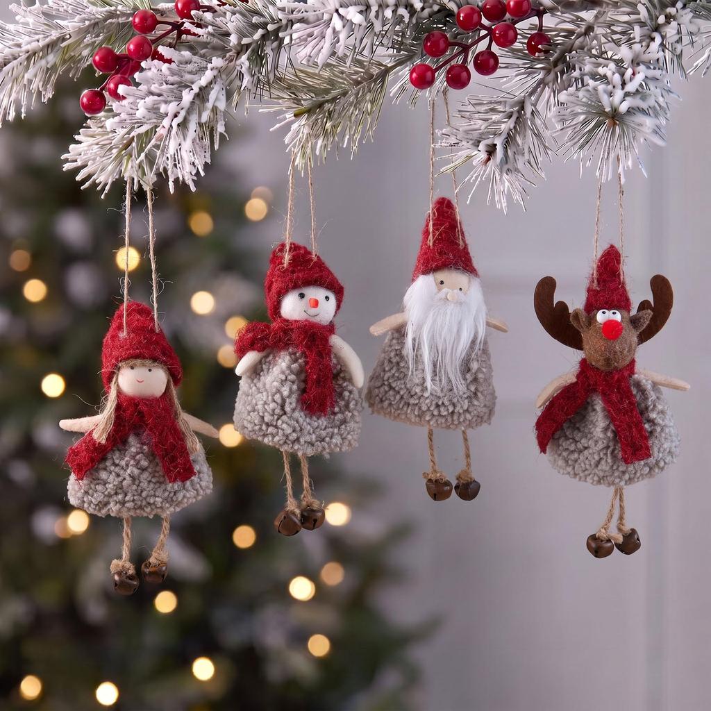Рождественский ornament Снеговик: Красный шарф меховой кулон кукла
