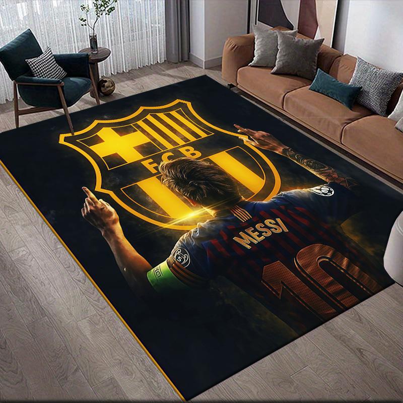 Futbol Club Barcelona Flannel Pattern Square Carpet,Area Rug,Carpet Rug for Living Room Bedroom Sofa Playroom Decor,Non-slip Floor Mat