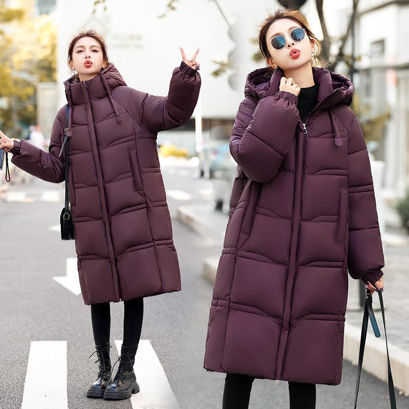 Autumn and winter down cotton clothes women's winter medium and long hooded thick bread clothes warm winter coat