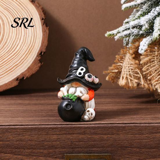 Outdoor Gnome Decoration Halloween Witch Hat Figurine, Mini Wizard Resin Dwarf Sculpture Statue, Ornament for Indoor Holiday Decor Spooky Party