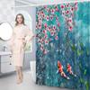 1 шт. Безмятежная занавеска для душа с изображением карпов кои и цветущей сакуры - Бирюзовая вода с цветущей сакурой, Яркий оранжевый и розовый цветочный дизайн