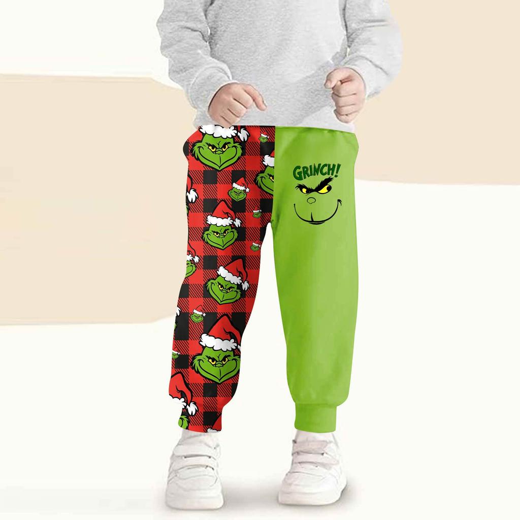 Kids' Fashion Christmas Print Loose-Fit Waistband Casual Sweatpants
