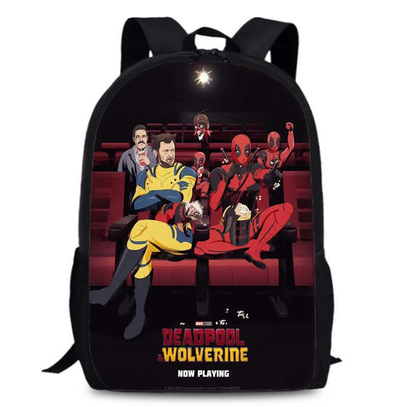 Deadpool Wolverine Backpack 15 Inch Anime Cartoon Schoolbag Lightweight