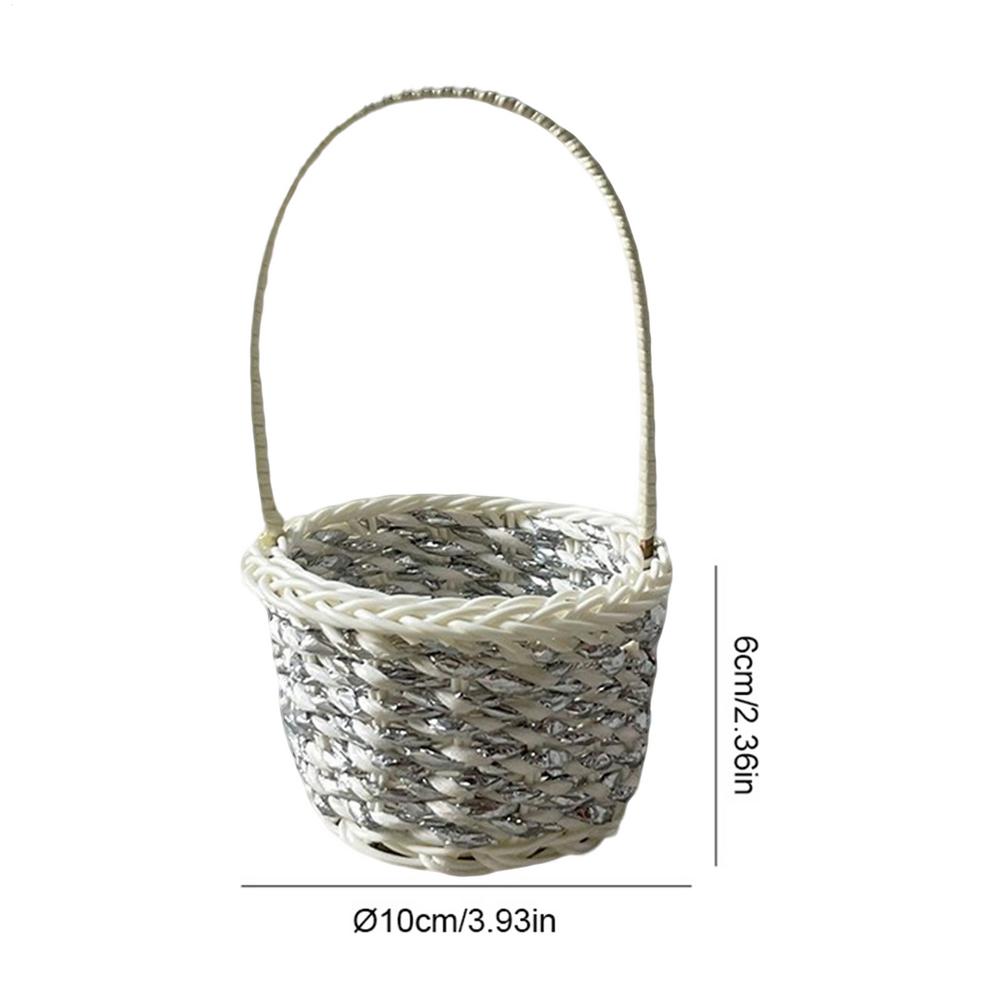 Mini rattan Flower basket handmade Imitation woven storage basket decoration ornament photography prop for home Wedding Party