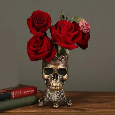1 шт., ваза с черепом на Хэллоуин, украшение из смолы, творческое украшение для дома, голова черепа