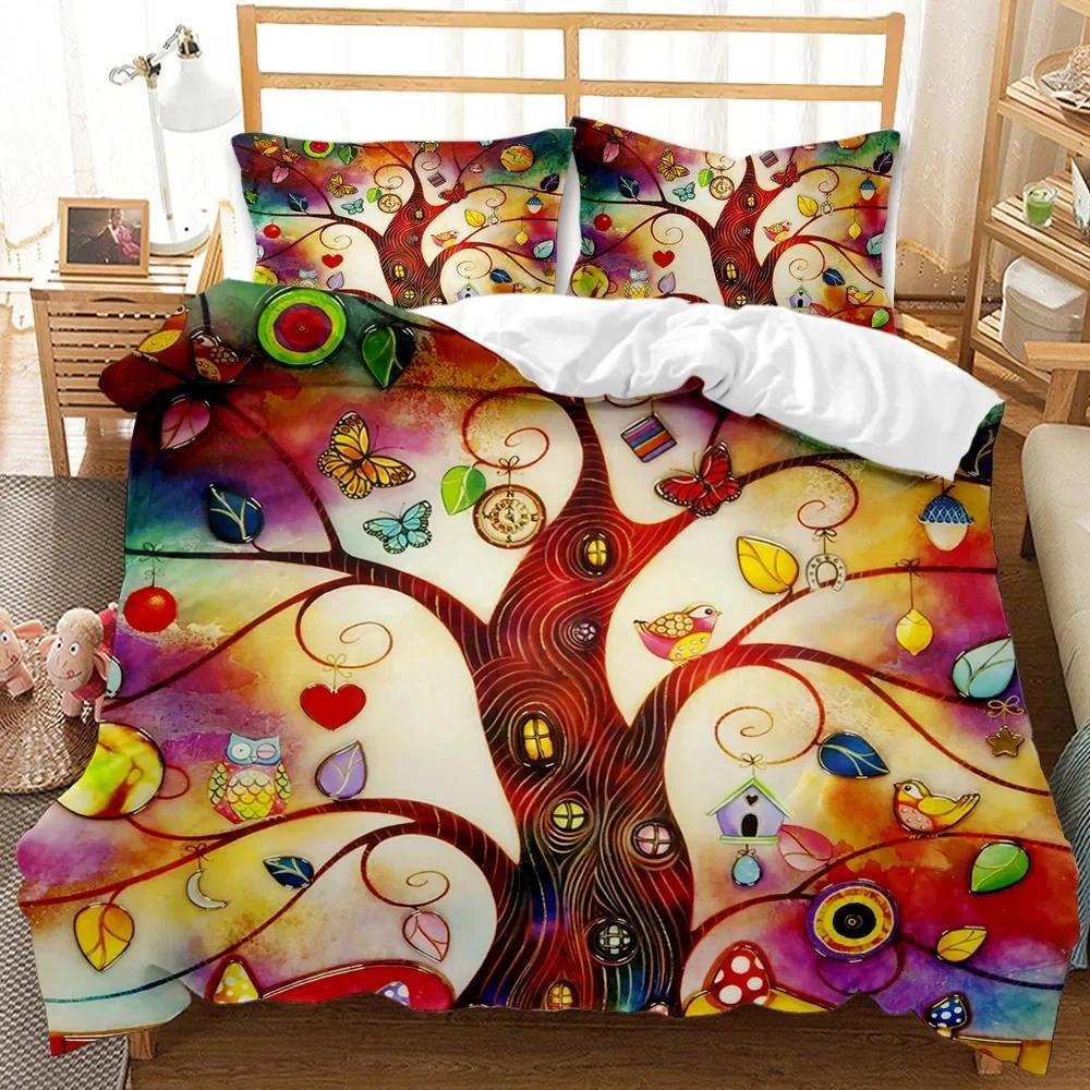 Пододеяльник из дерева Bohemian Forest Happiness Постельное белье из дерева Twin Double Queen King Size Полиэстеровый стеганый чехол