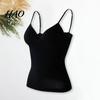 Sport Vest Padded Bra Top Spaghetti Strap Solid Color V-Neck Sleeveless Quick Drying Sling Slim Fit Sexy Bottoming Underwear for Women Tank