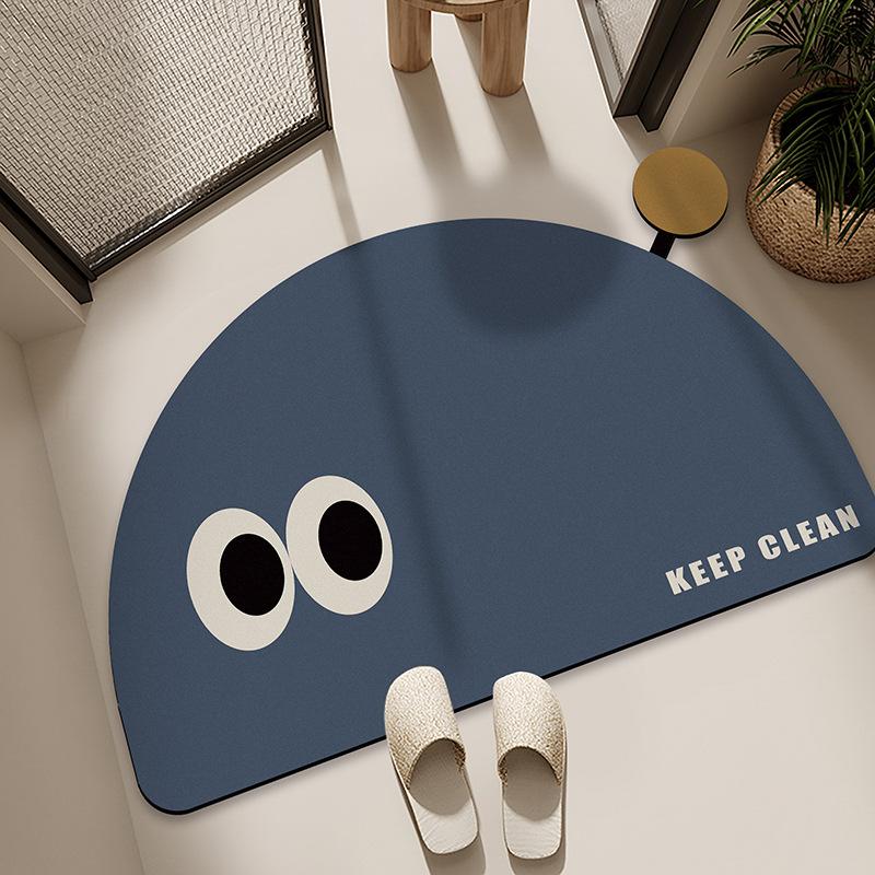 Diatom Mud Floor Mat Bathroom Water Absorption Quick-drying Foot Pad Cartoon Black Cat Dirty-resistant Anti-slip Pad Household Bathroom Entrance Mat
