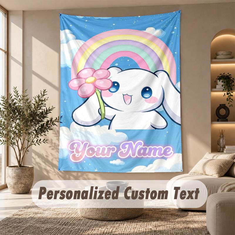 Tapestry Custom Name Text, Wall Hanging Tapestry Home Room DecorCinnamoroll