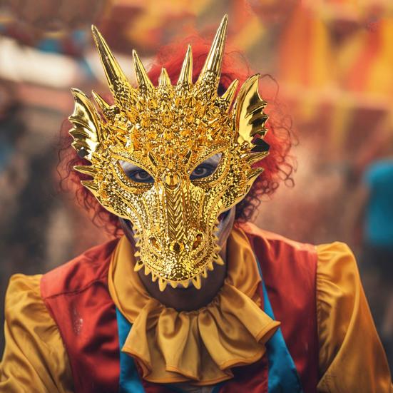 3D голова дракона, защита для лица, крутой сценический костюм для вечеринки, косплей, красочный головной убор дракона, головной убор, товары для вечеринок