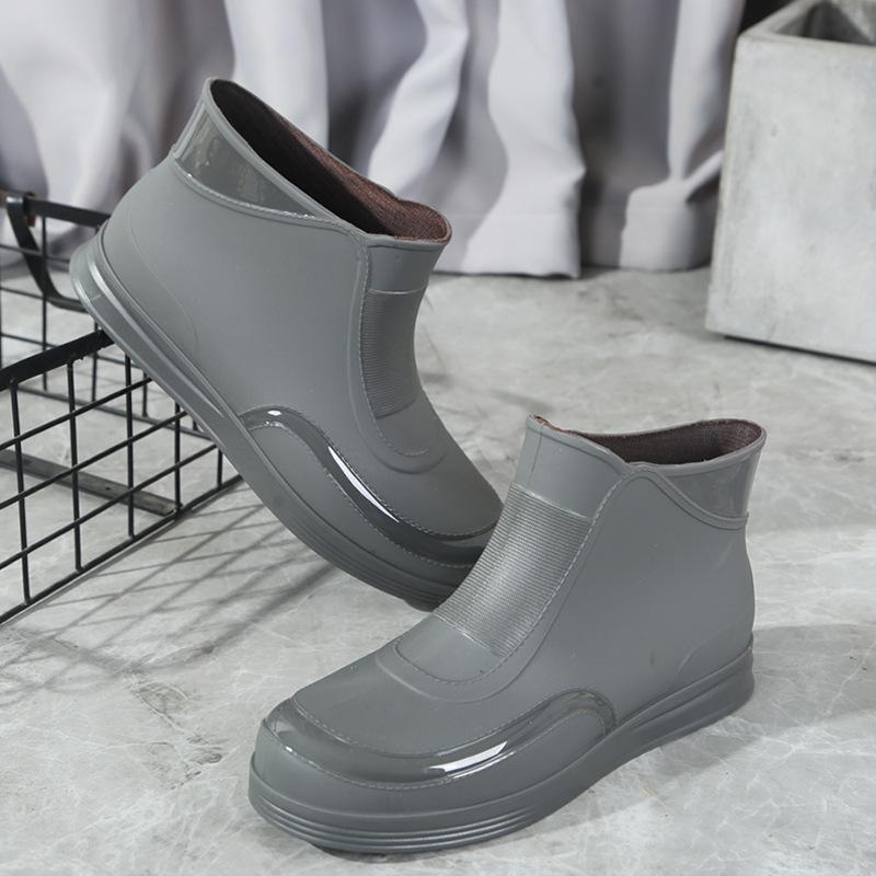 Новые женские резиновые сапоги Водонепроницаемая обувь Нескользящие Низкие Короткие Резиновые Сапоги Водная Обувь Толстая Подошва Утепленные Хлопком Теплые Резиновые Сапоги
