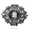 Heavy Industry Luxury Exquisite Temperament Black Rhinestone High Grade Stone Baroque Retro Palace Style Gorgeous Brooch
