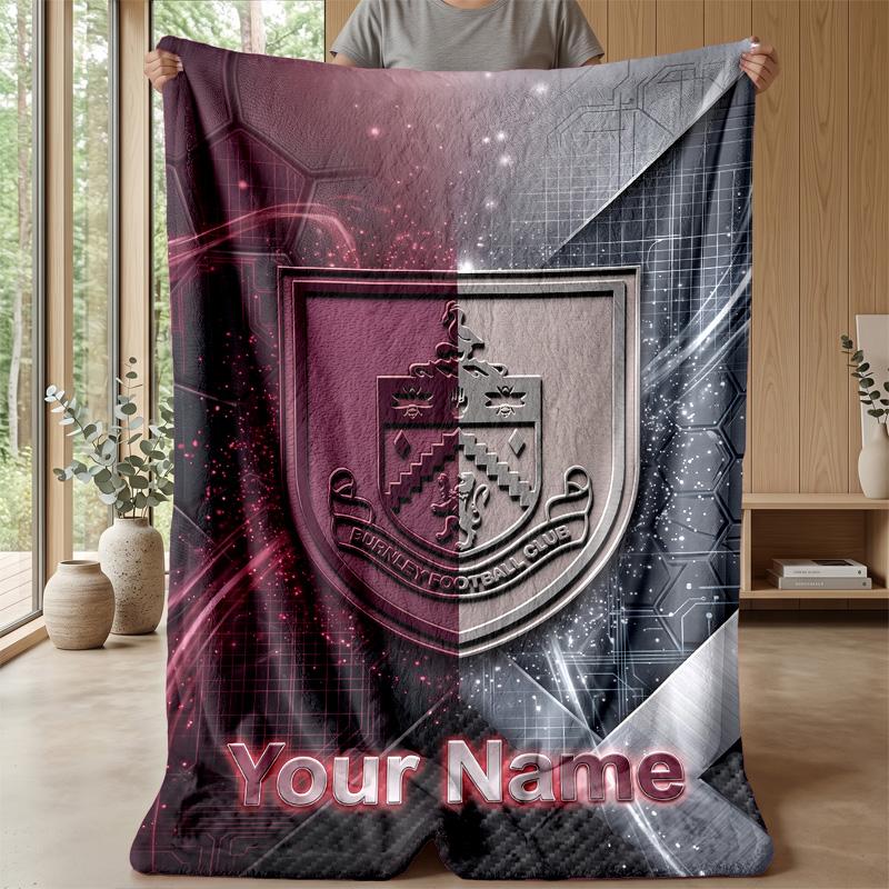 Custom Text Flannel Throw Blanket, Lightweight Cozy Bed Sofa BlanketBurnley Football