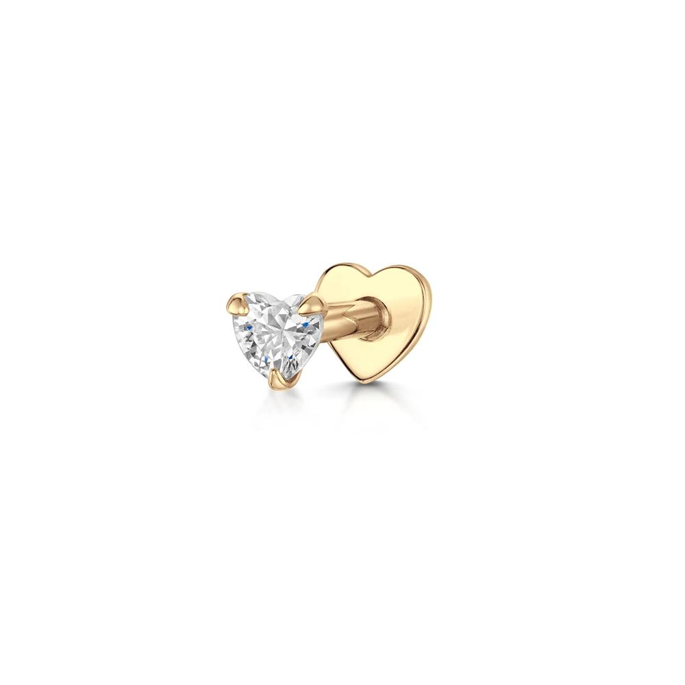 925 Sterling Silver Zircon Stud Earrings 1PC Eight pointed star Women 18K Gold/Silver Heart Flat back piercing Jewelry Gift