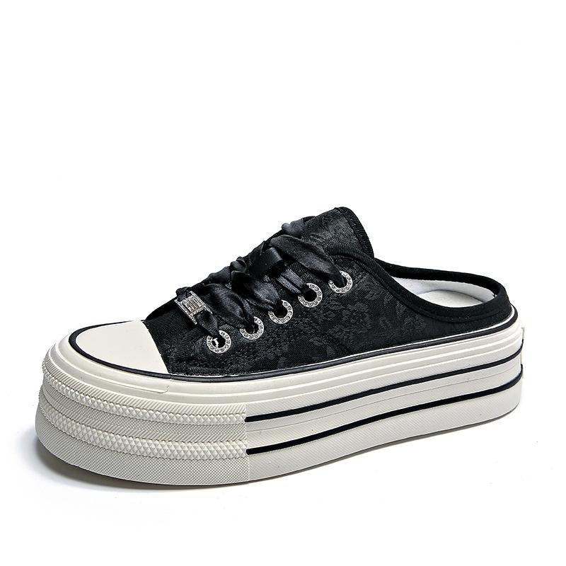 Туфли Baotou half-drag на серебристой платформе, женские, весна-лето 2024, новая корейская версия, небольшие повседневные туфли с блестками