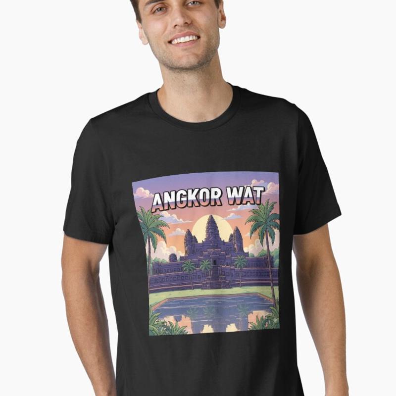 Retro Anime Angkor Wat Travel Design Essential T-Shirt