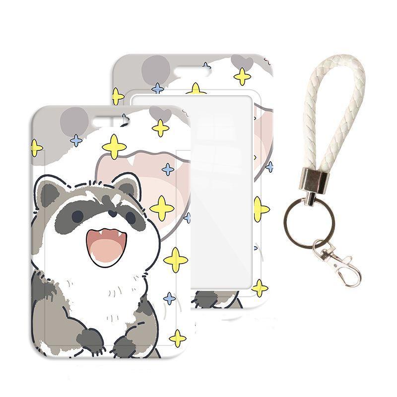 Чехол с мультяшным принтом, идентификационная бирка, чехол для рабочей карты с эластичным ремешком на запястье, держатель для бейджа, чехол для деловой карты доступа