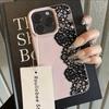 Чехол для телефона для iPhone 17 16 15 14 Plus 13 12 11 Pro Max 17 Air X XR XS Сексуальный Роскошный Черный Кружевной Узор Текстура Личи Обложка