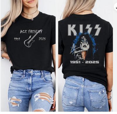 Футболка KISS Ace Frehley Memorial 1951-2025, Памятная футболка легендарного рок-гитариста
