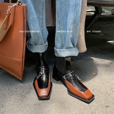 Женские ботинки челси из натуральной кожи 2025 Осень-Зима Тренд Женские ботильоны на толстой подошве Универсальные ботинки Женские Черные