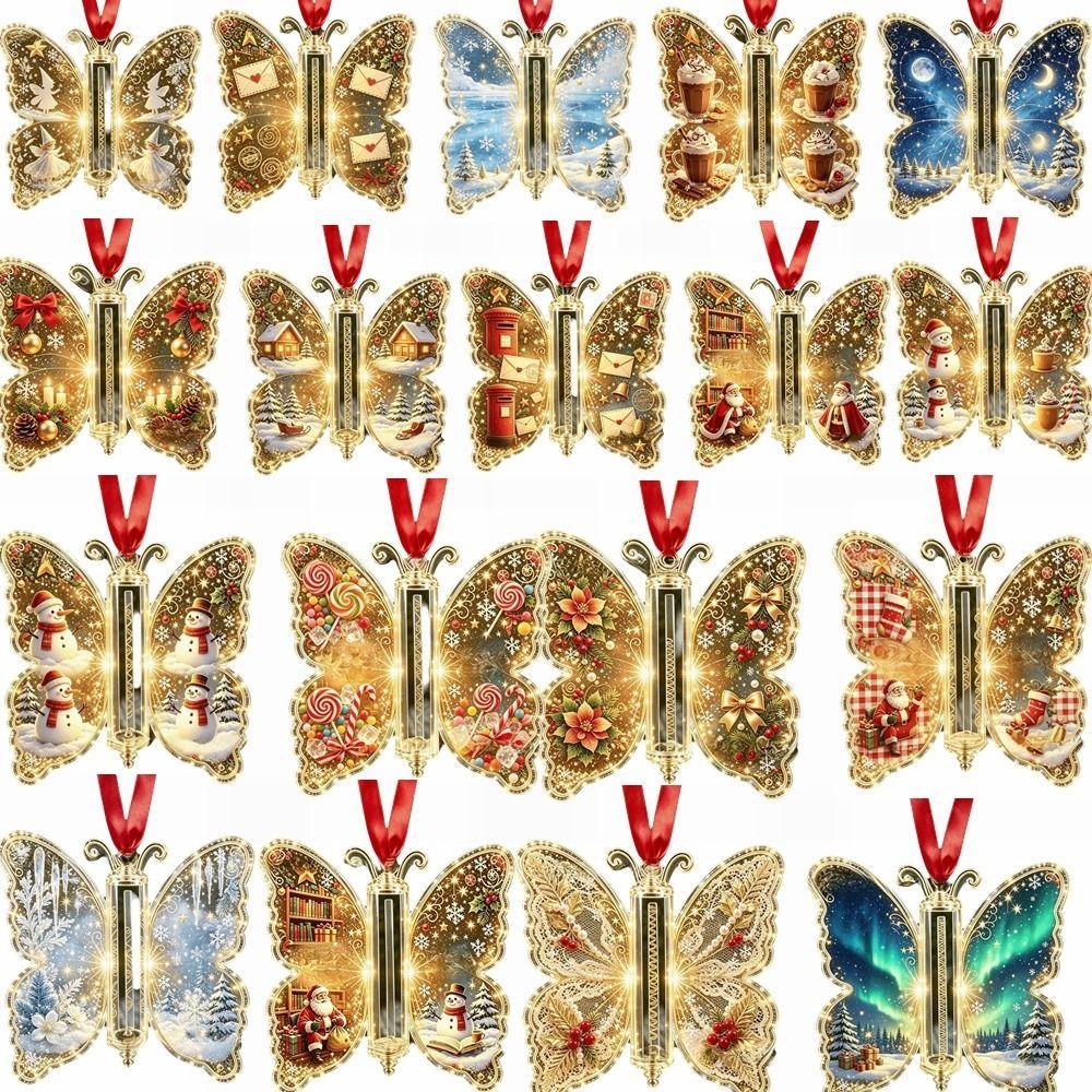 Santa Claus Christmas Tree Ornaments Butterfly Hanging Decorations Home Decoration