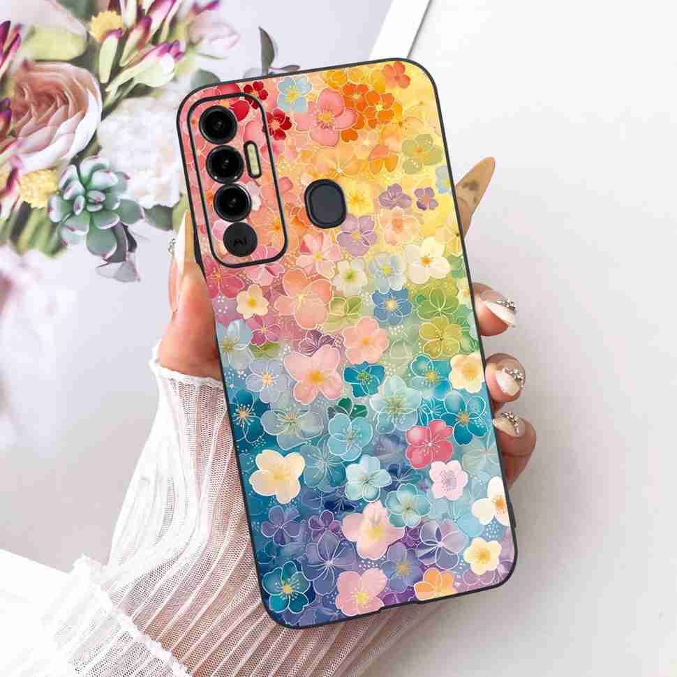 Simple Design Cartoon For Tecno Spark 7P KF7j Case Silicone TPU Black Cover For Tecno Spark7P 7p 6.8" Bumper Phone Cases Fundas