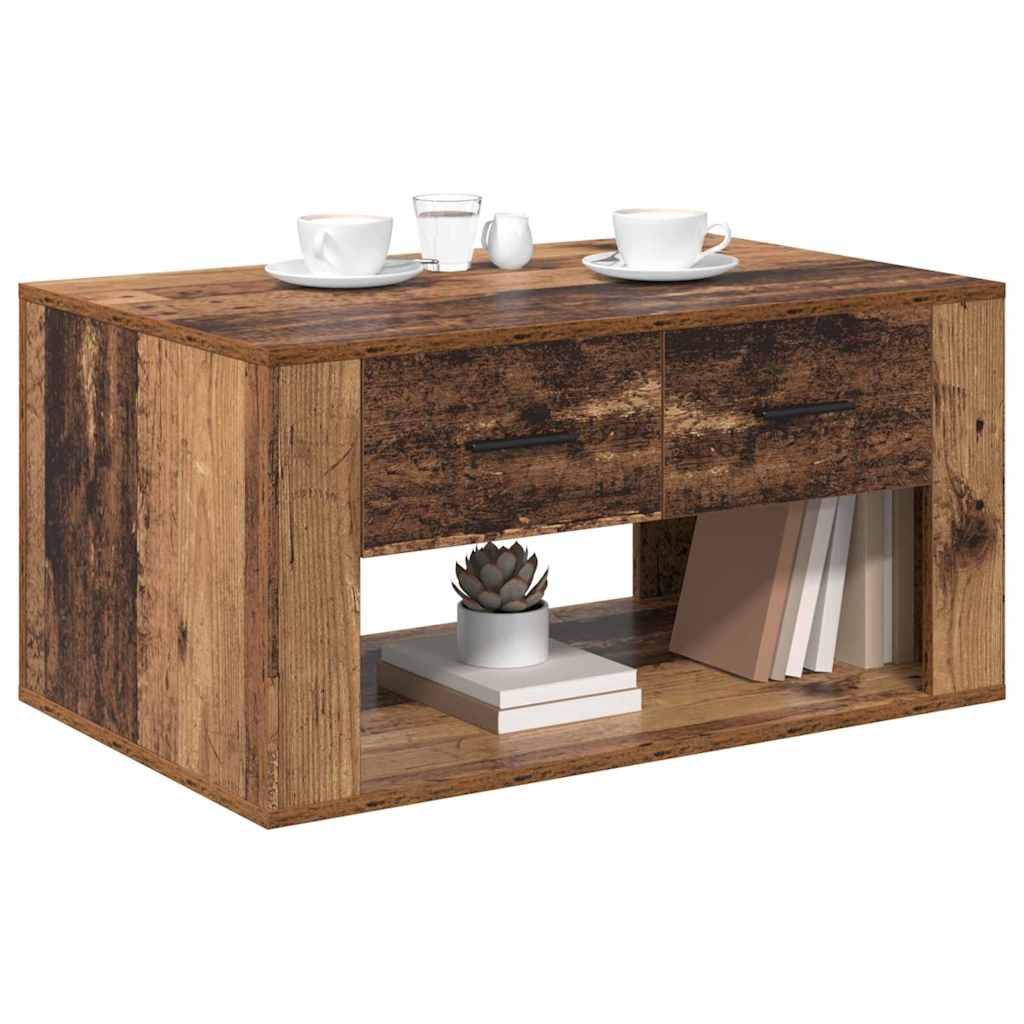 Coffee Table with Drawers Reclaimed Wood Look 80 x 50 x 40 cm Particleboard