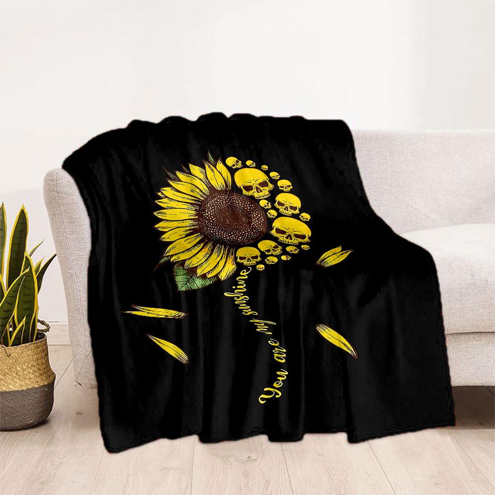 1pc Sunflower Initial blanket Soft and Warm for Sofa Office Camping Travel Livingroom Great Gift for Friends and Family Comfortable