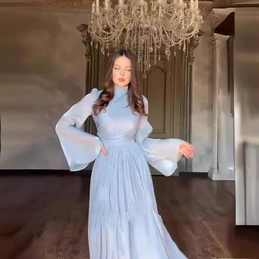 GMXIA Платье-полуводолазка женское с длинным рукавом юбка для перерыва на чай